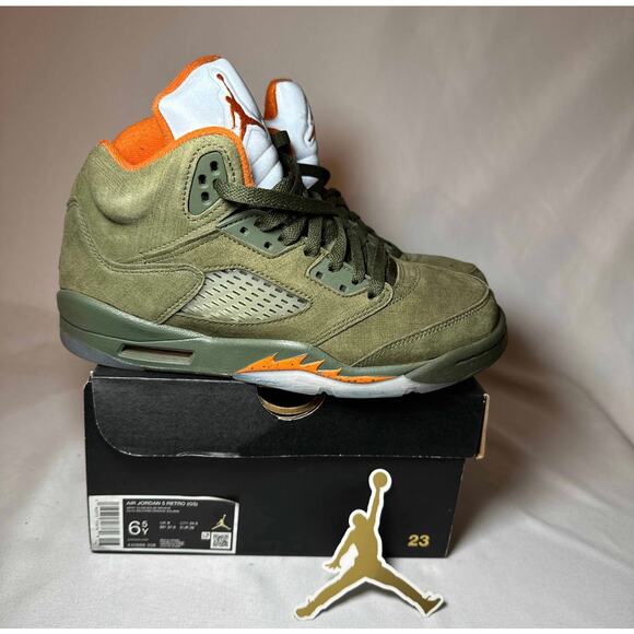 Size 6.5 - Nike Air Jordan 5 Retro GS Olive 2024 Men's Shoes Ships Now - Picture 1 of 10